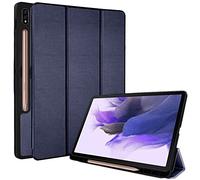 TECHGEAR Smart Coque Compatible avec Samsung Galaxy Tab S7 FE, Tab S8 Plus, Tab S7 Plus 12,4 Pouces, Coque Smart Case Stand Trois-Pli avec Protection d'Angles [Auto Réveil/Sommeil] - Bleu Marine