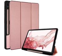 TECHGEAR Smart Coque Compatible avec Samsung Galaxy Tab S8 Plus 2022 12,4 Pouces (SM-X800/SM-X806) Coque Smart Case Stand Trois-Pli avec Protection d'Angles [Auto Réveil/Sommeil] - Or Rose