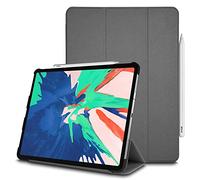 TECHGEAR Smart Coque pour iPad Pro 11 2018, [Compatible Pencil] Coque Smart Case Stand Trois-Pli avec Protection d'Angles [Auto Réveil/Sommeil] pour iPad Pro 11 Pouces 2018 Seulement - Gris