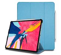 TECHGEAR® Smart Coque pour iPad Pro 12.9 2018, [Compatible Pencil] Coque Smart Case Stand Trois-Pli avec Protection d'Angles [Auto Réveil/Sommeil] pour iPad Pro 12.9 Pouces 2018 Seulement -Bleu Clair