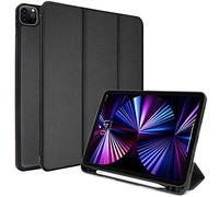 TECHGEAR® Smart Coque pour iPad Pro 12.9 2018, [Compatible Pencil] Coque Smart Case Stand Trois-Pli avec Protection d'Angles [Auto Réveil/Sommeil] pour iPad Pro 12.9 Pouces 2018 Seulement - Noir