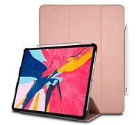 TECHGEAR Smart Coque pour iPad Pro 12.9 2020, [Compatible Apple Pencil] Coque Smart Case Stand Trois-Pli avec Protection d'Angles [Auto Réveil/Sommeil] pour iPad Pro 12.9 Pouces 2020 - Rose Gold