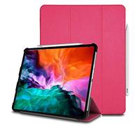 TECHGEAR Smart Coque pour iPad Pro 12.9 2020, [Compatible Apple Pencil] Coque Smart Case Stand Trois-Pli avec Protection d'Angles [Auto Réveil/Sommeil] pour iPad Pro 12.9 Pouces 2020 - Rose
