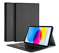 TECHGEAR Strike FOLIO Étui avec clavier QWERTY britannique amovible en cuir synthétique pour iPad 10 11" (2022, 10e génération) (noir)