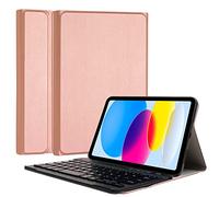 TECHGEAR Strike FOLIO Étui en cuir synthétique avec support et clavier QWERTY amovible Bluetooth sans fil pour iPad 10 11" (2022, 10e génération) Doré rose