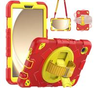 TECHGEAR SUPE - Coque pour Samsung Galaxy Tab A9 8,7" (SM-X110 / SM-X115) - Robuste et résistante aux chocs - Coque amusante pour enfants garçons et filles avec support rotatif à 360°, dragonne et