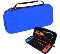 TECHGEAR Switch OLED Coque - Étui Housse de Protection, Pochette De Transport, Rigide de Rangement Coque Compatible avec Nintendo Switch OLED, 10 Fentes pour Cartes de Jeu + Accessoires [Bleu]