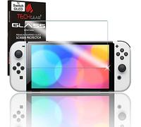 TECHGEAR Switch OLED Verre Trempé - Protecteur d'Écran en Verre Trempé [Dureté 9H] [Clair Crystal] [Anti Rayures] [Sans Bulles] Switch OLED protection Compatible avec Nintendo Switch OLED