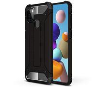 TECHGEAR [Tough Armoured Coque Galaxy A21s, Armure Robuste Coque de Protection Antichoc Double Épaisseur [Fort Coque] Étui Compatible avec Samsung Galaxy A21s [Noir]