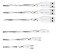 TECHGEAR USB C Câble Chargeur (3 pack) pour Appareils USB Type C Samsung Tab A8 10.5, Tab A7 Lite 2021, Tab A7 10.4, Tab S7 FE/Plus, Tab S8, Tab S6 Lite, tablette Lenovo Tab P11 Plus, M10/Plus [Blanc]