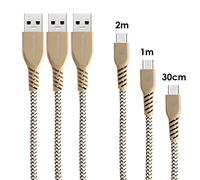 TECHGEAR USB C Câble Chargeur (3 Pack) pour Appareils USB Type C Samsung Tab A8 10.5, Tab A7 Lite 2021, Tab A7 10.4, Tab S7 FE/Plus, Tab S8, Tab S6 Lite, Tablette Lenovo Tab P11 Plus, M10/Plus [Or]