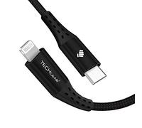 TECHGEAR USB Type C vers Lightning Câble Rapide [1m MFi Certifié] Câble en tressé Solide pour iPad 10.2 2020 iPhone 11, 11 Pro, Pro Max,X/XS/XR/XS Max/8, [Utilisation avec Chargeur de Type C] Noir