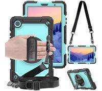 TECHGEAR Utility Coque Compatible avec Samsung Galaxy Tab A7 Lite 2021 8.7 Pouces (SM-T220/T225) Rigide, Protection Anti Choc avec Support Pivotant 360 Degrés, Bandoulière Épaule et Prise Main - Aqua