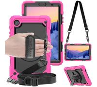 TECHGEAR Utility Coque Compatible avec Samsung Galaxy Tab A7 Lite 2021 8.7 Pouces (SM-T220/T225) Rigide, Protection Anti Choc avec Support Pivotant 360 Degrés, Bandoulière Épaule et Prise Main - Rose