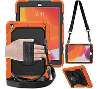 TECHGEAR Utility Coque pour iPad 10.2 2021/2020 / 2019 [9ème, 8ème et 7ème génération] Rigide, Protection Antichoc avec Support Pivotant 360 Degrés, Bandoulière Épaule et Prise Main [Orange]