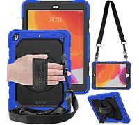 TECHGEAR Utility Coque pour iPad 10.2 2021/2020 / 2019 [9ème, 8ème et 7ème génération] Rigide, Protection Antichoc avec Support Pivotant 360 Degrés, Bandoulière Épaule et Prise Main [Bleu]