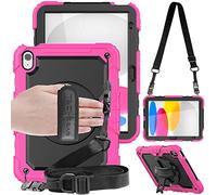 TECHGEAR Utility Coque pour iPad 11 2025 (A16 11e génération) iPad 10 2022 (10e gén) Coque Rigide, Protection Anti Choc avec Support Pivotant 360 Degrés, Bandoulière Épaule et Prise Main [Rose]