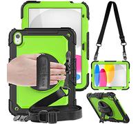 TECHGEAR Utility Coque pour iPad 11 2025 (A16 11e génération) iPad 10 2022 (10e gén) Coque Rigide, Protection Anti Choc avec Support Pivotant 360 Degrés, Bandoulière Épaule et Prise Main [Vert]
