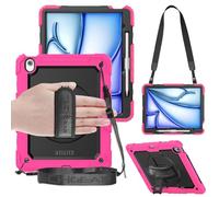 TECHGEAR Utility Coque pour iPad Air 13 (M2 2024 / M3 2025) Coque Rigide, Protection Anti Choc avec Support Pivotant 360 Degrés, Bandoulière Épaule et Prise Main (Rose Coque Antichoc