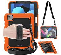 TECHGEAR Utility Coque pour iPad Air 5 2022, Air 4 2020 [10,9 5ème / 4ème génération], Coque Rigide, Protection Anti Choc avec Support Pivotant 360 Degrés, Bandoulière Épaule et Prise Main [Orange]