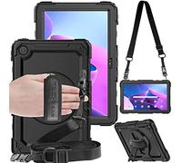 TECHGEAR Utility Coque pour Lenovo Tab M10 Plus 3e génération 2022 (10,6 pouces) TB125 / TB128 Étui de Protection Rigide Antichoc Raisistant Support Rotatif à 360 degrés, dragonne et bandoulière Coque