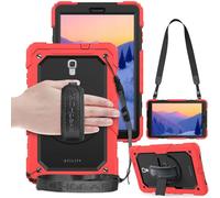 TECHGEAR Utility Coque pour Samsung Galaxy Tab A 10.5" (Séries SM-T590) Coque Rigide, Très Haute Protection Anti-Choc avec Support Pivotant 360 Degrés, Bandoulière Épaule et Prise Main - Rouge
