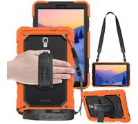 TECHGEAR Utility Coque pour Samsung Galaxy Tab A 10.5" (Séries SM-T590) Coque Rigide, Très Haute Protection Anti-Choc avec Support Pivotant 360 Degrés, Bandoulière Épaule et Prise Main - Orange