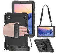 TECHGEAR Utility Coque pour Samsung Galaxy Tab A9 8,7" (SM-X110 / SM-X115) Coque Robuste et résistante aux Chocs avec Support Rotatif à 360°, dragonne et bandoulière