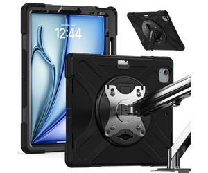 TECHGEAR X-Case avec Trous VESA 75x75 mm Étui pour Apple iPad Air 13 M3/M2 (2025/2024), Coque Robuste, Support 360°, Compatible avec Les Supports muraux VESA 75 mm, Bras de Table, Fixations à Pince