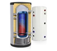 TECHGLOBE - Ballon d'eau chaude - 1 échangeur de chaleur (2,8 m²) - en acier inoxydable - Économe en énergie - avec isolation 50 mm (200 L)