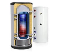 TECHGLOBE - Ballon d'eau chaude - 1 échangeur de chaleur (3 m²) - en acier inoxydable - Économe en énergie - avec isolation 50 mm (250 L)