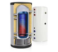 TECHGLOBE - Ballon d'eau chaude - 1 échangeur de chaleur (4 m²) - en acier inoxydable - Économe en énergie - avec isolation 50 mm (300 L)