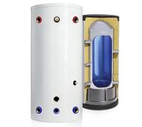 TECHGLOBE - Ballon tampon en acier inoxydable - avec isolation 50 mm - ballon tampon à économie d'énergie - chauffe-eau (100 L)