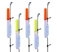 Techigher Lot de 5 bâtons lumineux LED pour pêche de nuit, alerte de morsure, bâtons lumineux étanches à pointe de canne à pêche, pile incluse type 425