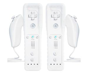 TechKen 2 Pcs Remote Controller for Wii, Remote Game Controllers Compatible with Wii Remote Nunchuck Replacement (White)