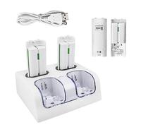 TechKen Chargeur à distance pour 2 manettes Wii avec 4 batteries, station d'accueil pour télécommande WII pour Wii Remote Docking Station pour Wii