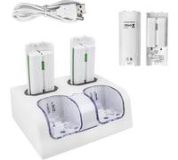 Techken Chargeur Pour Manette De Wii Avec 4 Batteries Rechargeables,Chargeur De Wiimote Pour Wii Support De Charger De Wii Station De Charge De Wii Avec 4 * 2800Mah Piles Pour Télécommande D[Z5345]