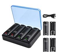 TechKen Chargeur pour Manette de Wii avec 4 Batteries Rechargeables et Chargeur de Wiimote, Station de Charge avec 4 * 2800mAh Piles pour Télécommande de Wii