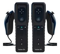 TechKen Manette de Wii avec Nunchuck, Contrôleur Télécommande Motion Plus Intégré et Étui en Silicone Dragonne pour Wii (Noir)