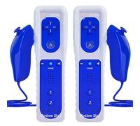 TechKen Manette de Wii avec Nunchuck - Télécommande Controller pour Wii Remote Motion Plus Intégré - Étui en Silicone et Dragonne Inclus