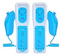 TechKen Manette Wii avec Motion Plus et Nunchuk - Télécommande pour Wii/WiiU (Bleu)