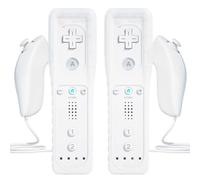 TechKen Manette Wii avec Nunchuck Contrôleur,Manette sans Motion Plus (Blanc 2 Pack)
