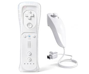 TechKen Manette Wii avec Nunchuck Contrôleur,Manette sans Motion Plus | Wii Télécommande Wii Remote Controller avec Contrôleur Nunchuk Étui en Silicone Dragonne pour Wii