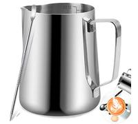 TechKen Pot à Lait en Acier Inoxydable Barista 900ml(32oz) Pichet à Lait Pot pour en Acier Inoxydable Le Café la Mousse de Lait Cappuccino et Latte (Argent 32oz/900ml)