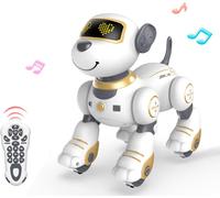 TechKidz, Chien animé télécommandé avec effets sonores et lumineux - Marcus, Blanc / Jaune