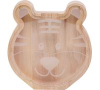 TechKidz, tirelire en bois tête de tigre avec façade en plexiglas, gris jaune