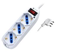 Techly 103021 Multiprise 3 Prises Italiennes Bipass/Schuko avec fiche 10 A