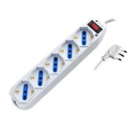 Techly 103038 Multiprise 5 Prises Italiennes Bipass/Schuko avec fiche 10 A