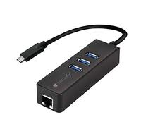 Techly 105810 Adaptateur Convertisseur USB-C Ethernet Gigabit avec Hub 3 Ports USB-A 3.0 Noir