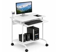 Techly Bureau d'ordinateur ICA-TB S005W – Compact, tablette et clavier coulissant – Blanc